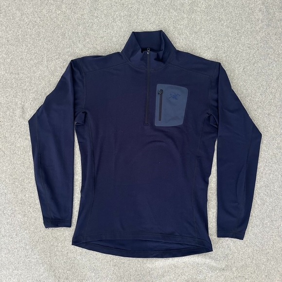 Arcteryx Rho AR Top Mens Large Blue Lightweight Half Zip Fleece